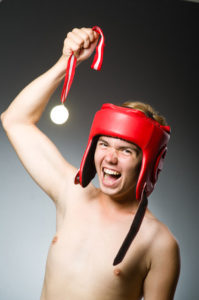 36683934 - funny boxer with winning gold medal